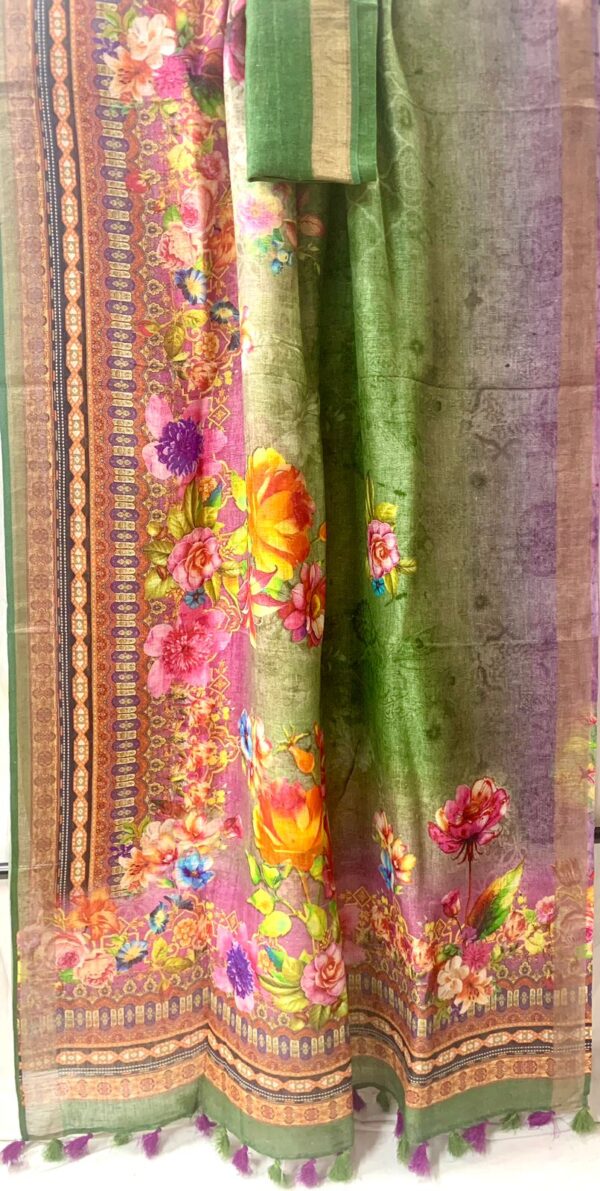 Pure Linen saree with digital print - Image 6