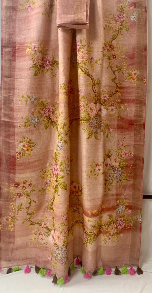 Pure Linen saree with digital print - Image 12