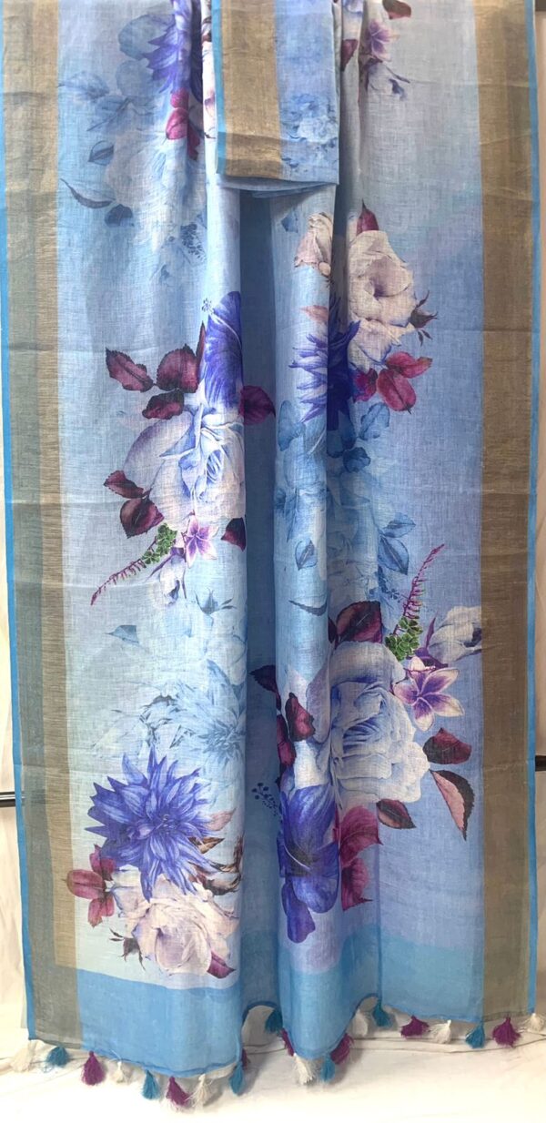 Pure Linen saree with digital print - Image 11