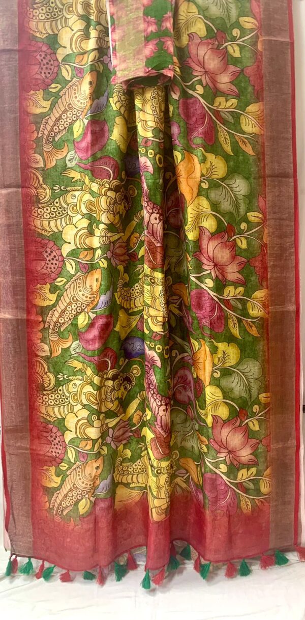 Pure Linen saree with digital print - Image 9