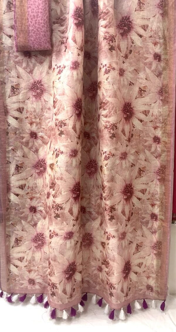 Pure Linen saree with digital print - Image 16