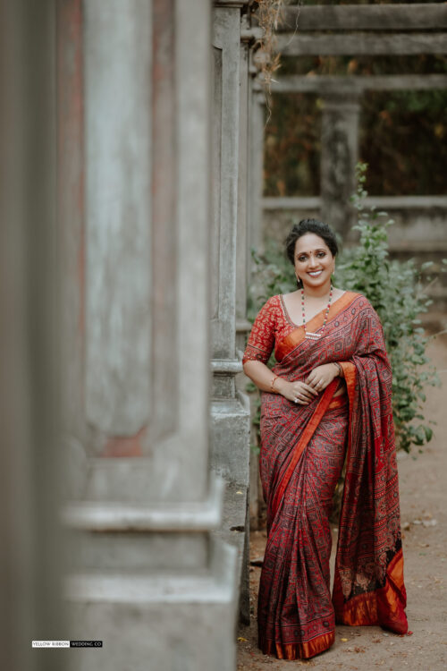 Handloom Silk by Cotton Ajrakh Soft Saree