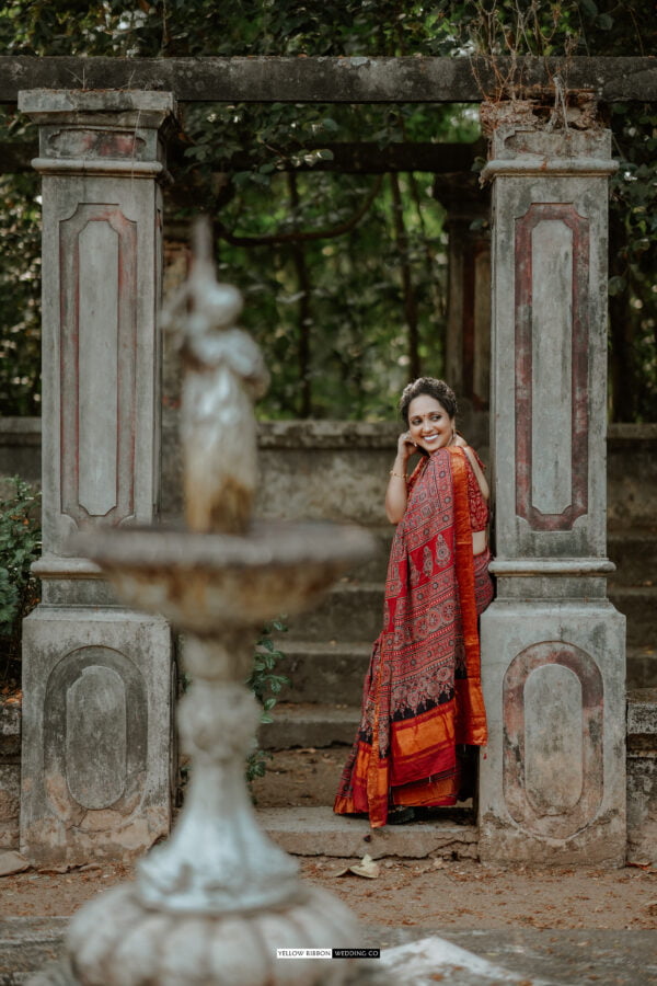 Handloom Silk by Cotton Ajrakh Soft Saree - Image 8