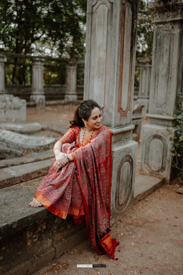 Handloom Silk by Cotton Ajrakh Soft Saree - Image 3