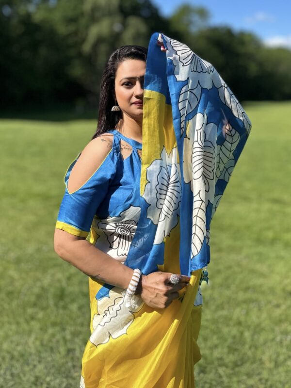 Pure Silk Hand-Painted Saree - Image 3