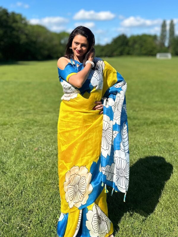 Pure Silk Hand-Painted Saree