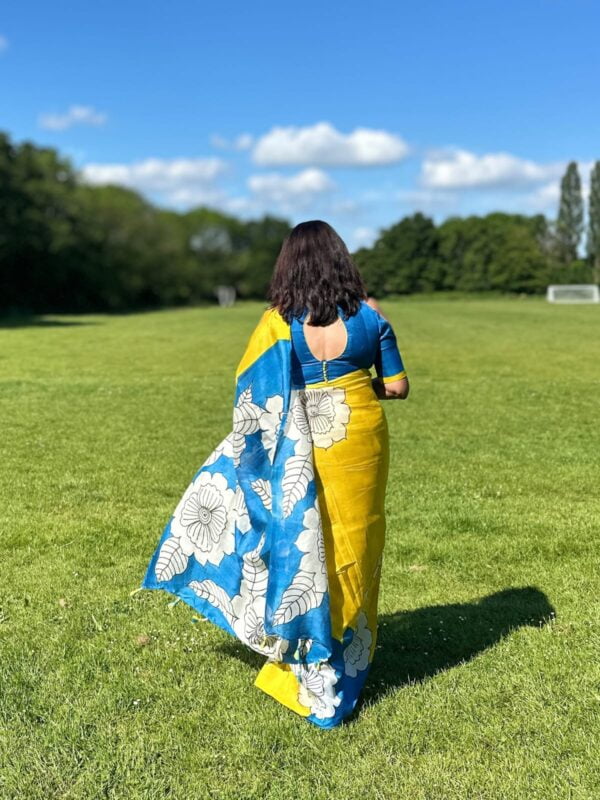 Pure Silk Hand-Painted Saree - Image 2