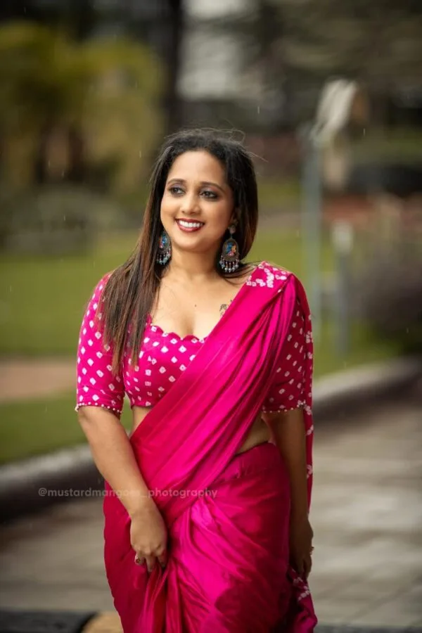 Pure Modal Silk Bandhni Ajrakh Saree - Image 2
