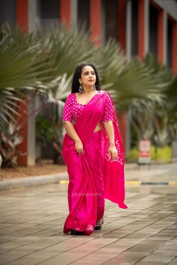 Pure Modal Silk Bandhni Ajrakh Saree - Image 7
