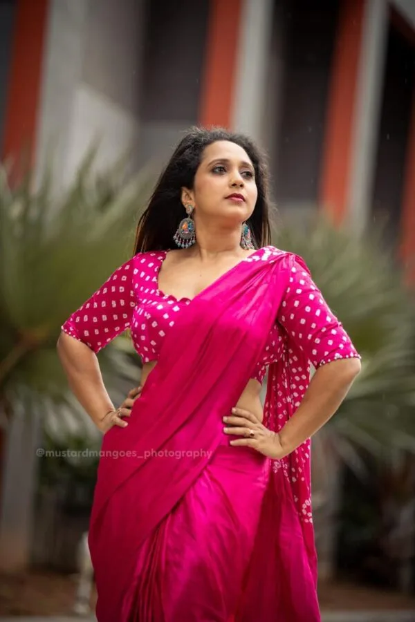 Pure Modal Silk Bandhni Ajrakh Saree - Image 9